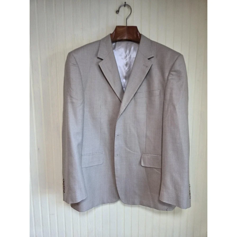 Luca Bertoni‎ Blazer Mens 44 Regular Beige Check Sport Coat Two Button Jacket